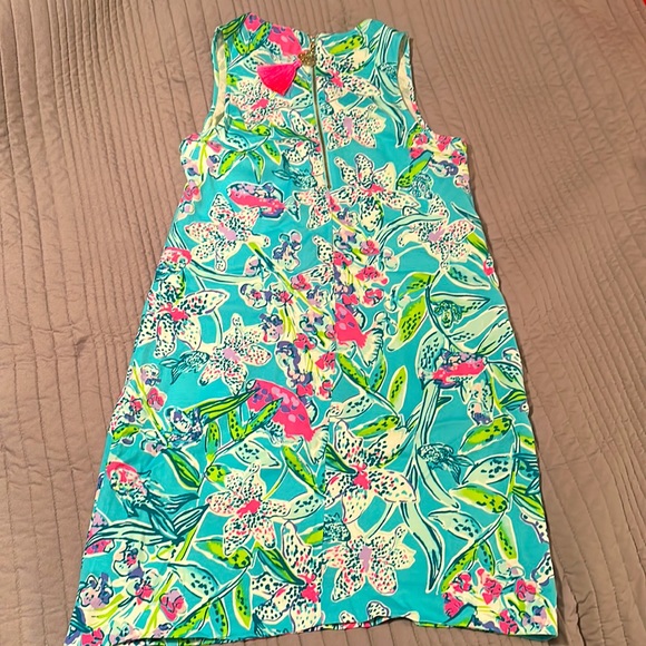 LILLY PULITZER KELBY STRETCH SHIFT DRESS BALI BLUE SWAY THIS WAY ENGINEERED - Picture 2 of 6